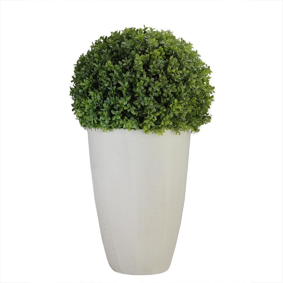 27" Artificial Boxwood Plant in Decorative Stone Look Ceramic Pot