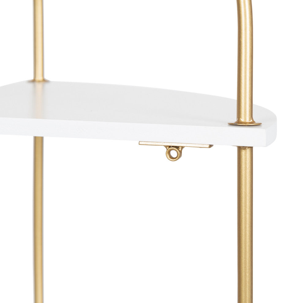 Walters Corner Shelf, White/Gold, 17"x12"x35"