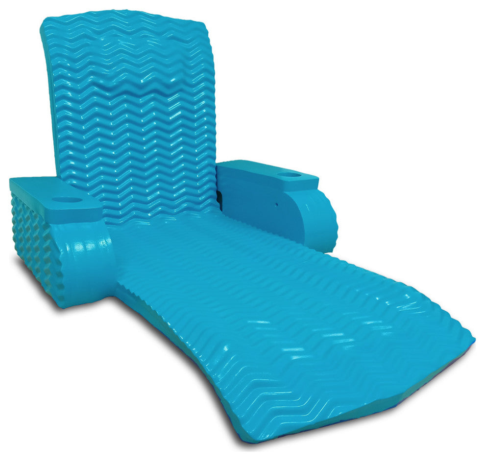 Aqua Floating Pool Lounge Chair with Armrests & Cup Holders "“ Thick Foam Reclin