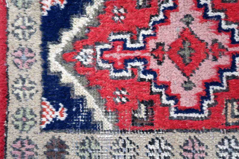 Handmade Vintage Persian Hamadan Mat 1.2'x1.9', 38cmx59cm 1970s