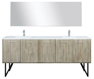 Lancy Modern 80" Rustic Acacia Double Sink Bathroom Vanity Set, Labaro Brushed N