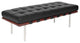 Sevilla Leather 2, Seater Bench, Black Leather, Rosewood Frame