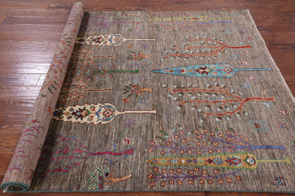 5' 8" X 8' 3" Tribal Persian Gabbeh Handmade Wool Rug Q5289