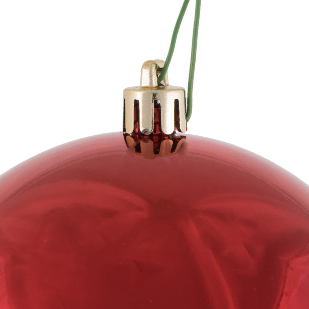 6" Red Shiny Ball Uv Drilled 4/Bag