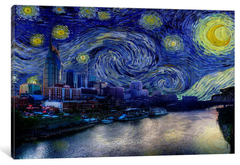 "Nashville, Tennessee Starry Night Skyline" by iCanvas, 40x26x1.5"
