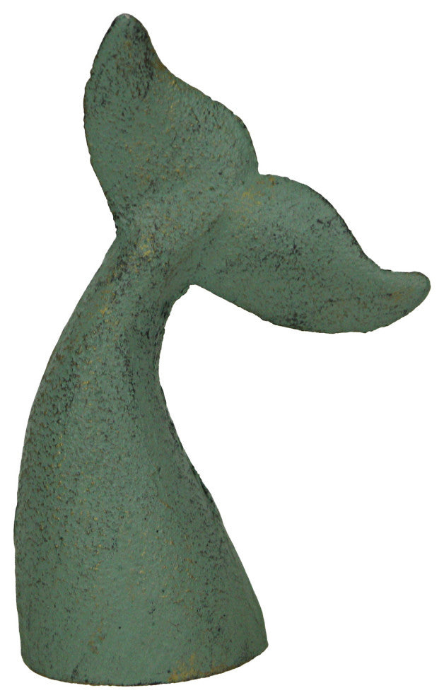 Set of 2 Verdigris Cast Iron Whale Tail Bookends Nautical Home Decor Bookshelf