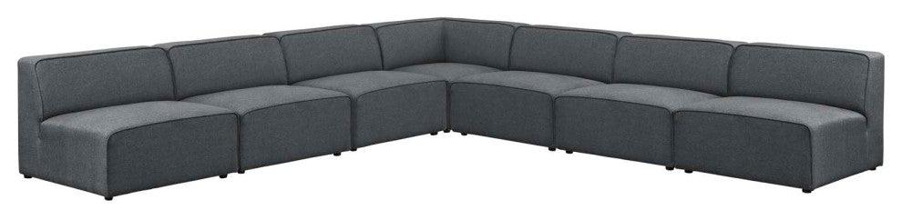 Gray Mingle 7 Piece Upholstered Fabric Sectional Sofa Set