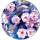 White Briar In Classical Style, Floral Large Disc Metal Wall Art, 36"