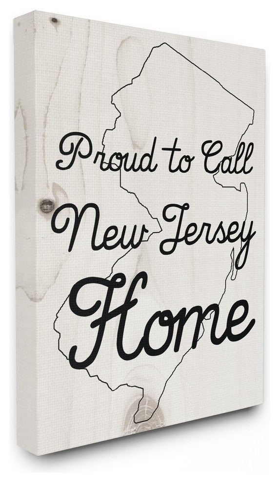 Wood Texture Proud to Call New Jersey Home Stretched Canvas Wall Art, 16"x20"