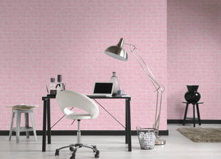 Faux Textured Wallpaper, Stone Wall, 359812, Pink, One Roll
