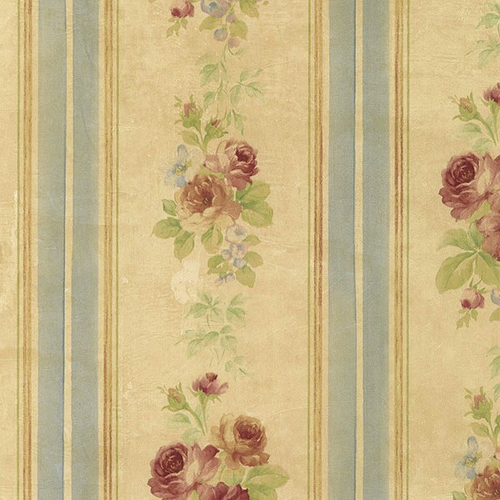 Rose Gardens 2, Romantic Floral Flower Cream, Rose Wallpaper Sample