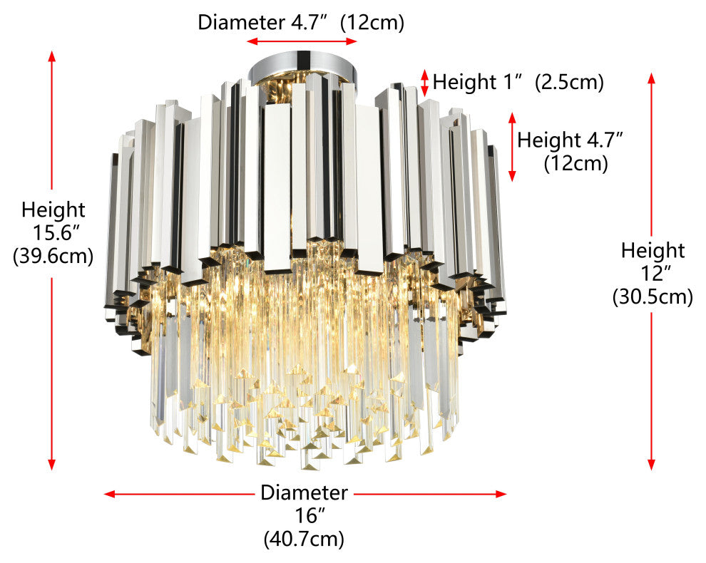 Home Living 16" Flush Mount, Chrome