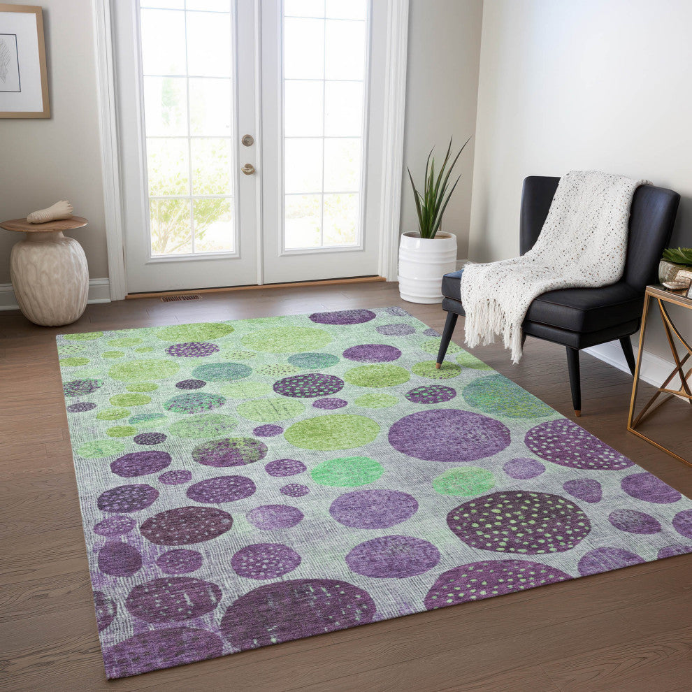 Machine Washable Indoor/Outdoor Chantille ACN1899 Purple 3' x 5' Rug