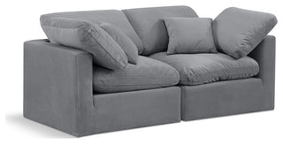 Indulge Upholstered Modular Sofa, Grey, 2-Piece: 2 Corner Chair, Down Stuffed Velvet