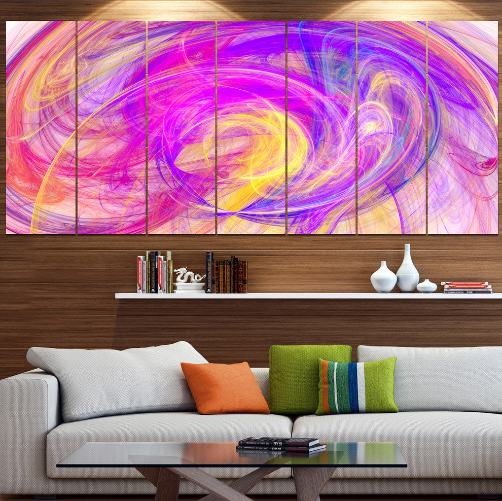 Purple Mystic Psychedelic Texture, Abstract Art on Canvas, 83"x32", 7 Panels