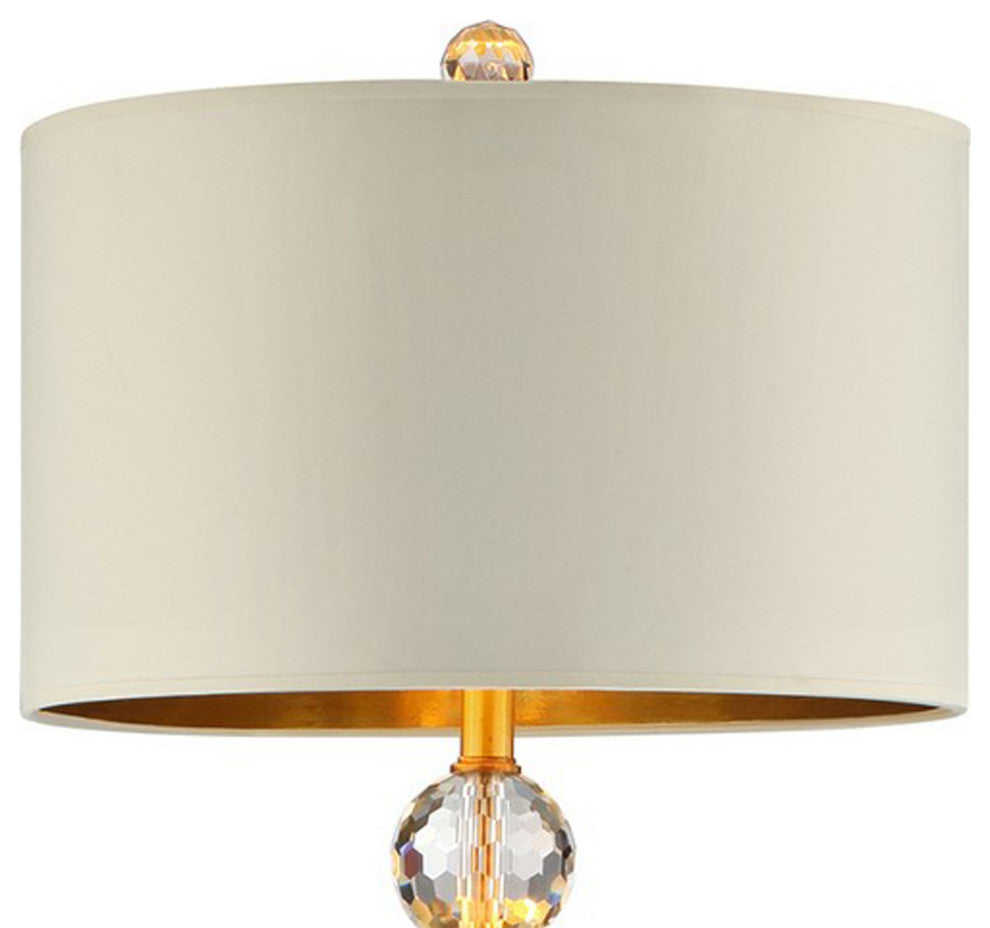 Benzara BM240877 Floor Lamp With Crystal Orb and Metal Stalk Support, Gold