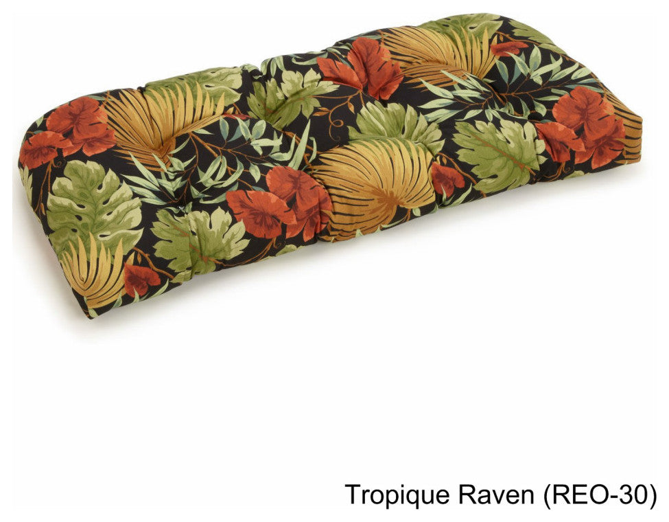 42"x19" U-Shaped Tufted Settee/Bench Cushion, Tropique Raven