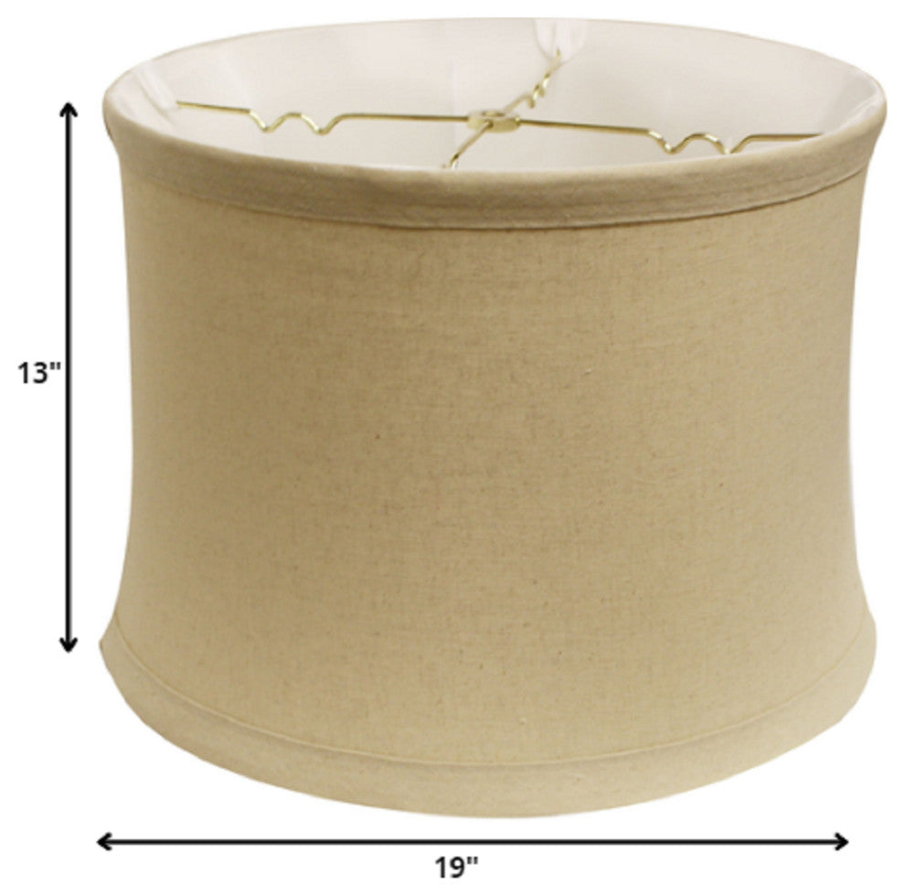 19" Rosewood Drum Trimmed Linen Lampshade