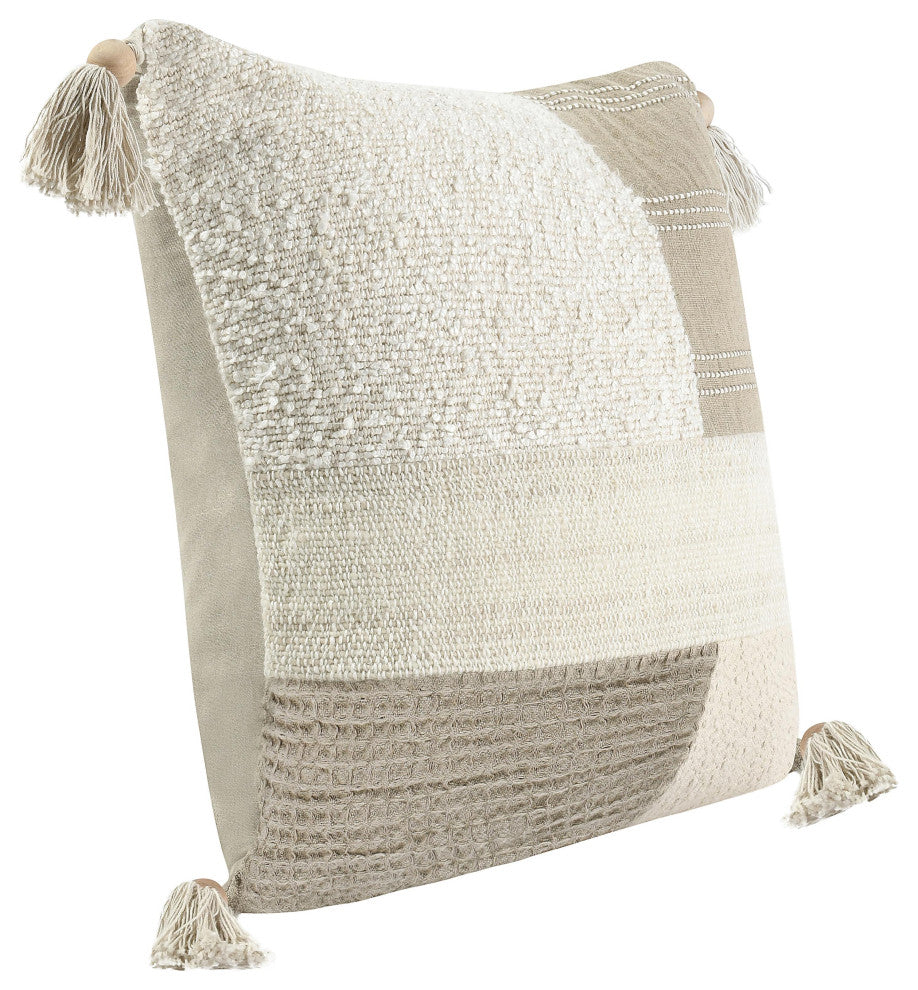 Yasa Cotton Blend Throw Pillow, Ivory by Kosas Home, 22x22