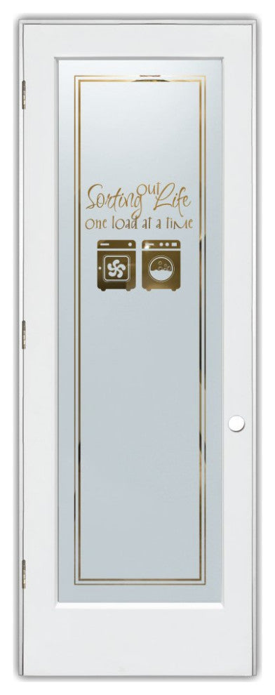 Laundry Door - Sorting Out Life Washer Dryer - Primed - 30" x 96" - Knob on...