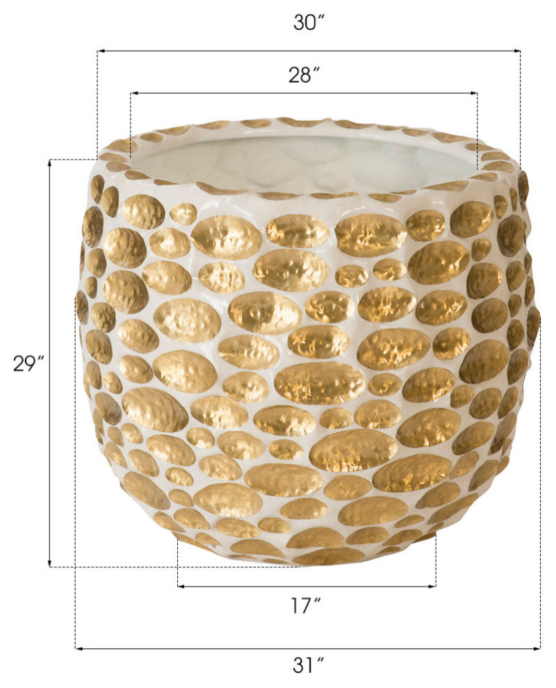 Bubbles Planter, Brass, White, Large