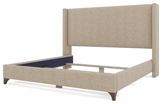 Nativa Interiors Megan Classic Plain Upholstered Bed, Flax, King