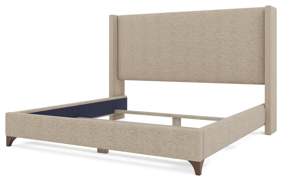 Nativa Interiors Megan Classic Plain Upholstered Bed, Flax, King