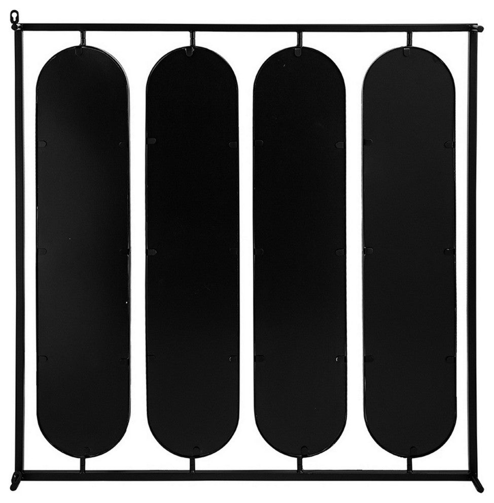 Benzara BM286301 36" Wall Decor, 4 Swiveling Oblong Mirrors, Black Metal Frame