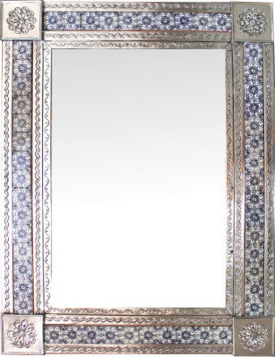Big Silver Bouquet Talavera Tin Mirror