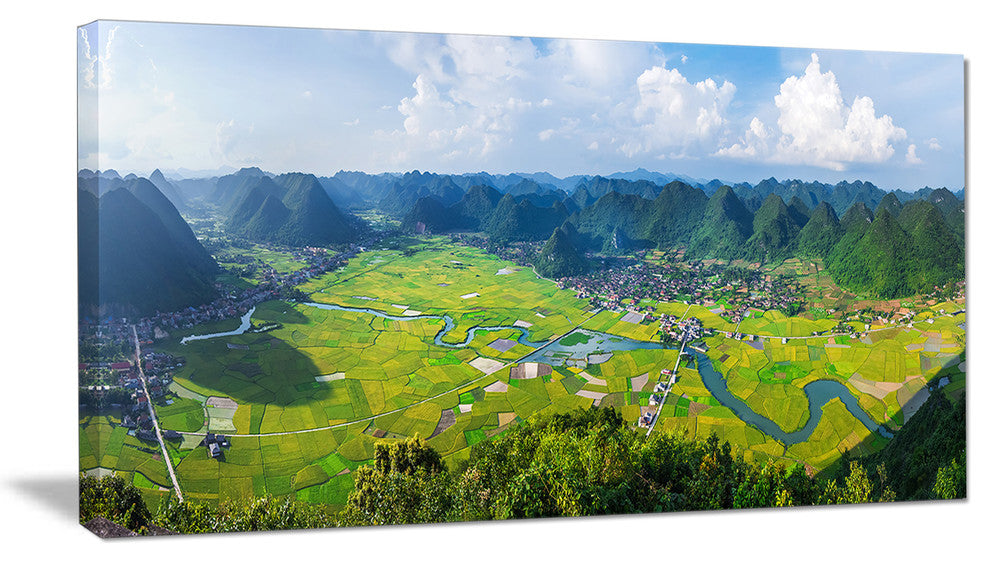 "Rice Field Valley Vietnam Panorama" Landscape Wall Art, 1 Panel, 60"x28"
