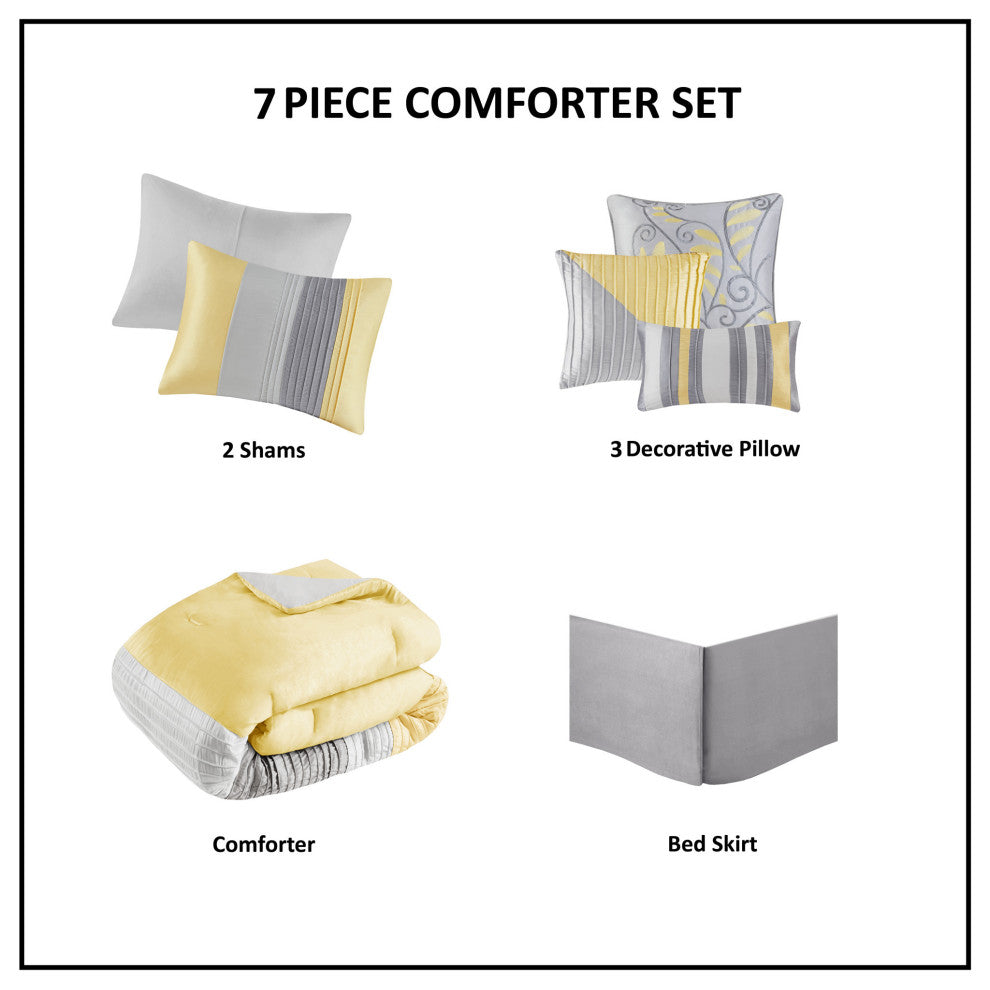 Madison Park Amherst 7 Piece Comforter Set, Yellow