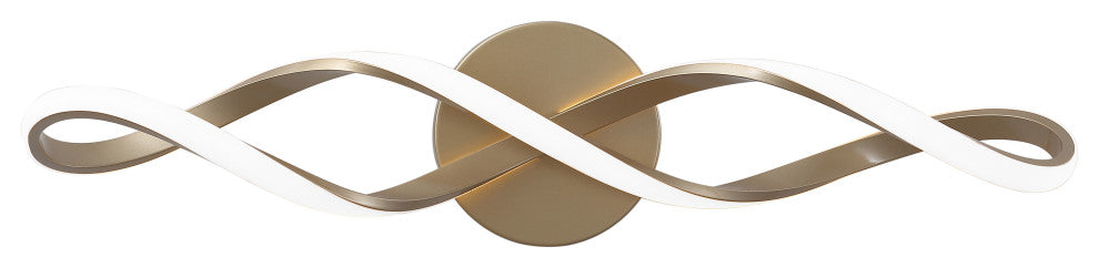 1-Light Modern Wavy Curved LED Vanity Light, Gold