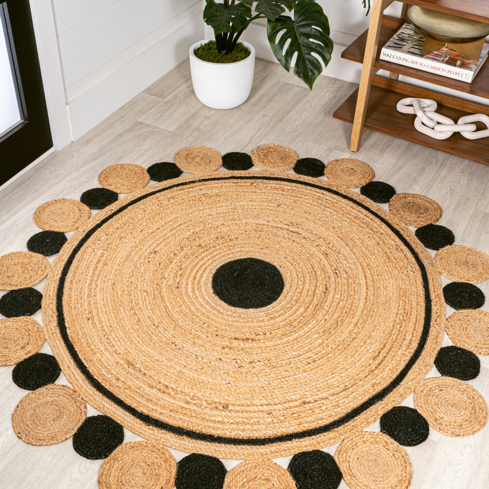 Aurora Two-Tone Jute Round Area Rug, 6' Round