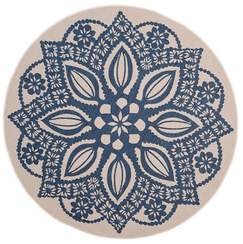 Safavieh Courtyard Cy6139-258 Outdoor Rug, Beige/Navy, 5'3" X 7'7"