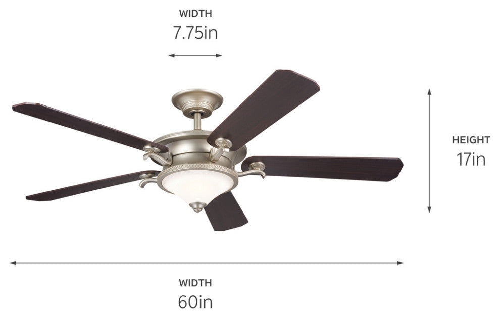 60" Rise Ceiling Fan, Brushed Nickel