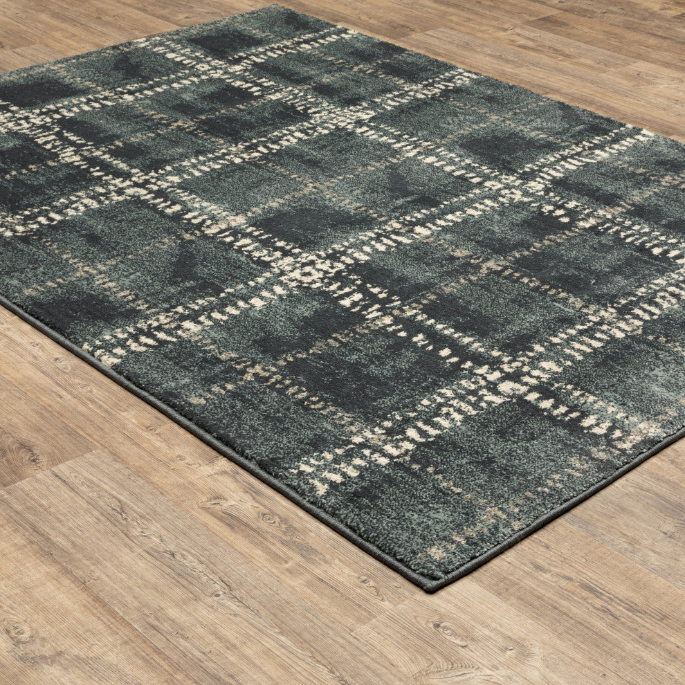 Carolina Rustic Plaid Area Rug, Blue, 7'10"x10'