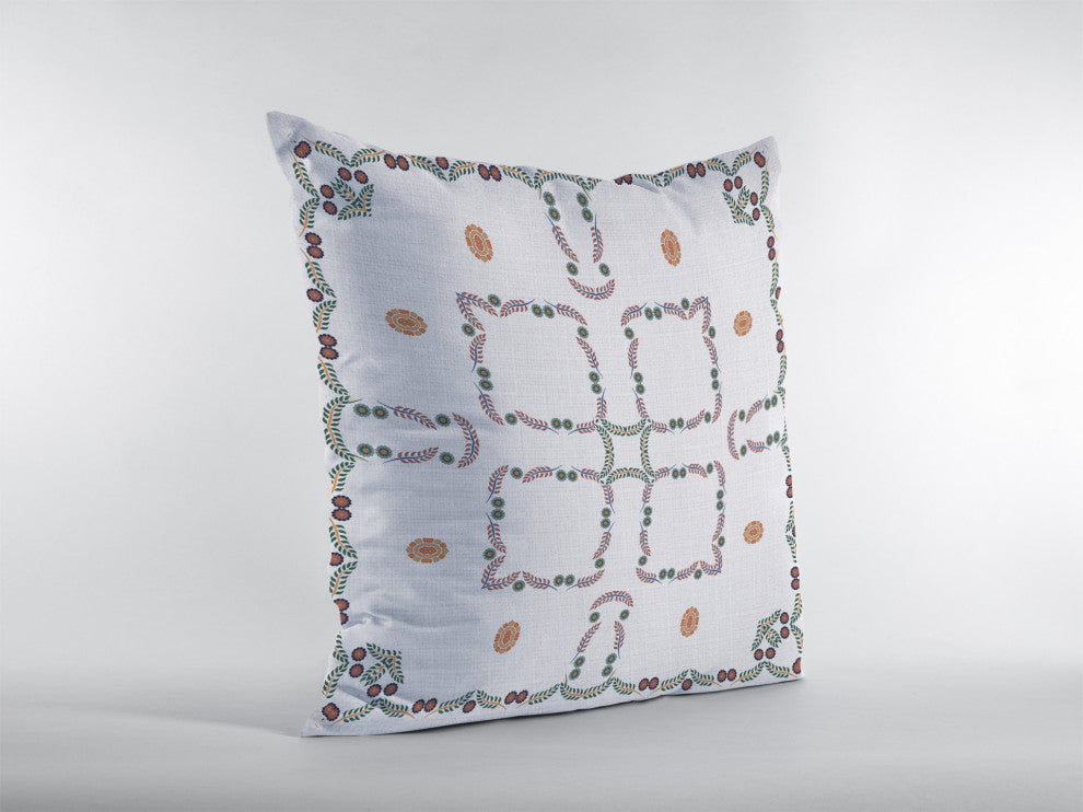 18 White Floral Decorative Suede Throw Pillow