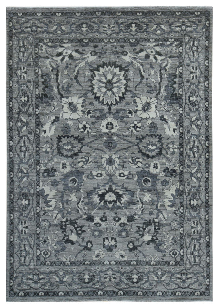Gray Natural Colors Peshawar With Mahal Design Wool Hand Knotted Rug 9'1"x12'6"