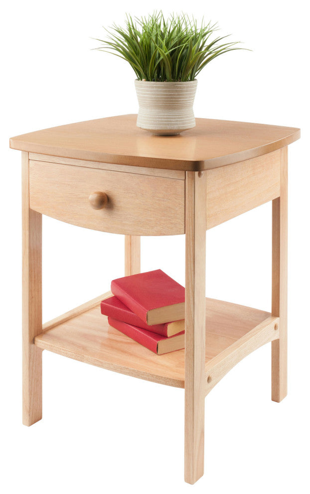 Claire Curved Accent Table, Nightstand, Natural