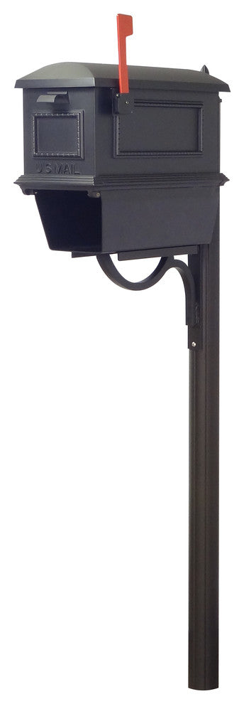 Traditional Curbside Mailbox With Newspaper Tube and Richland Mailbox Post