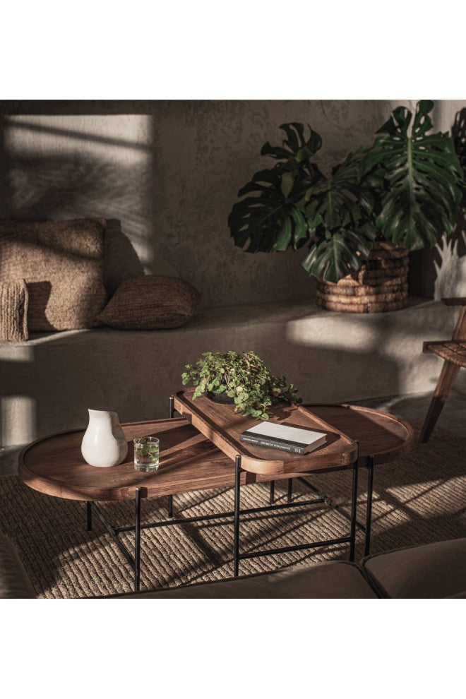 Oval Wooden Tray Coffee Table Set, dBodhi Coco, 17/25"w X 33/63"d X 19/16"h