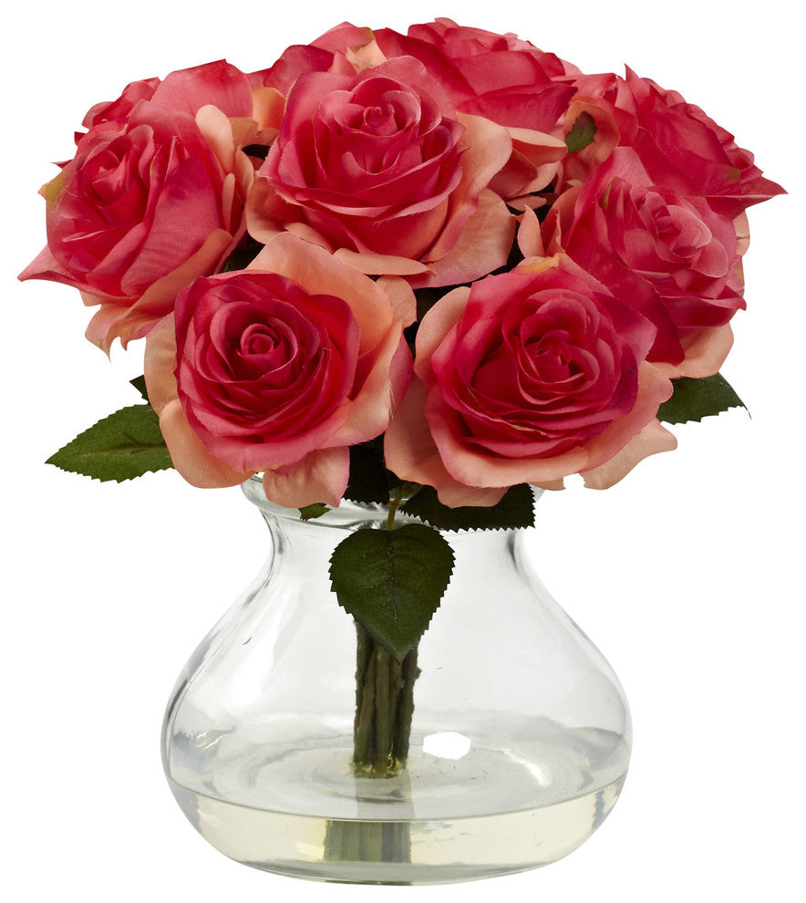 Rose Arrangement With Vase, Dark Pink