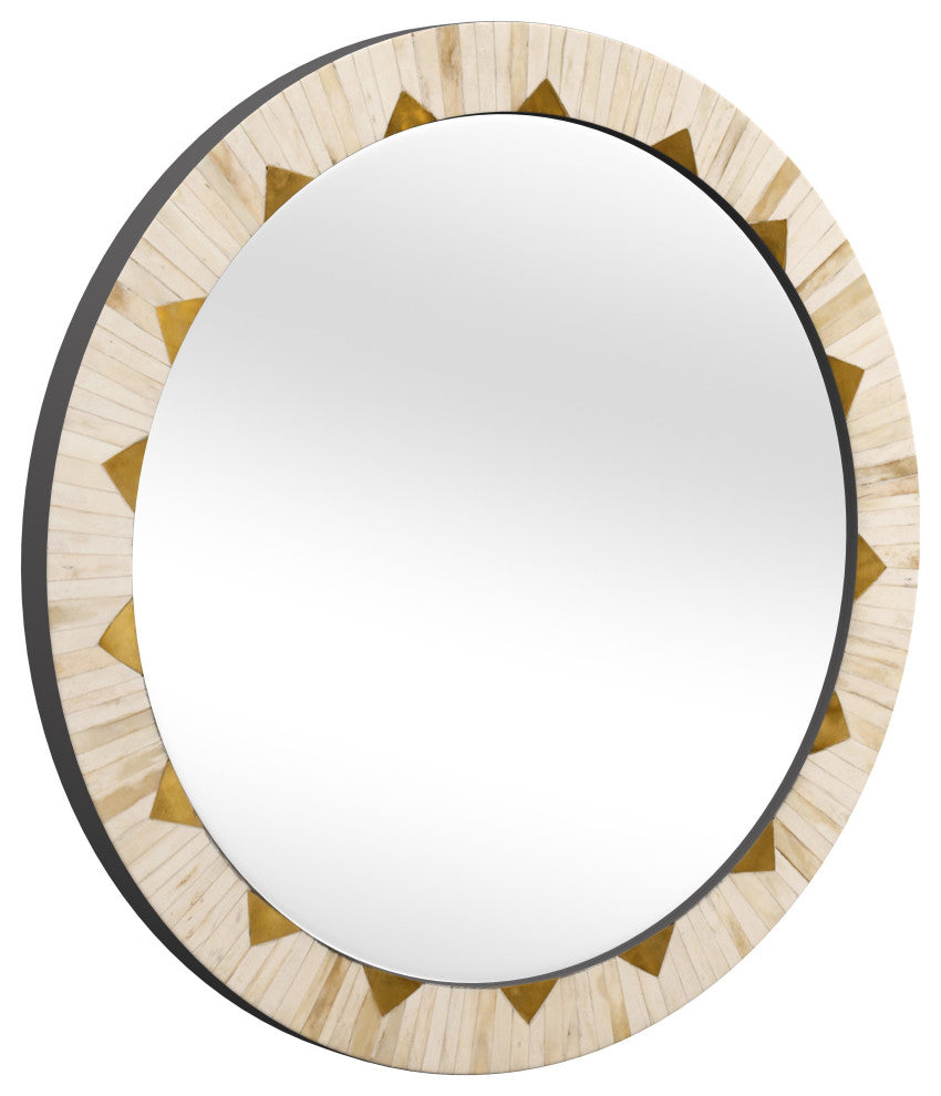 Global Wall Mirror - Gold /White Bone