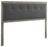 Draper Tufted Full Fabric and Wood Headboard Gray Charcoal