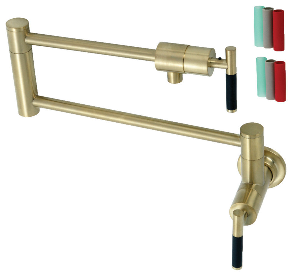 Kingston Brass KS4107CKL Kaiser Wall Mount Pot Filler Faucet, Brushed Brass