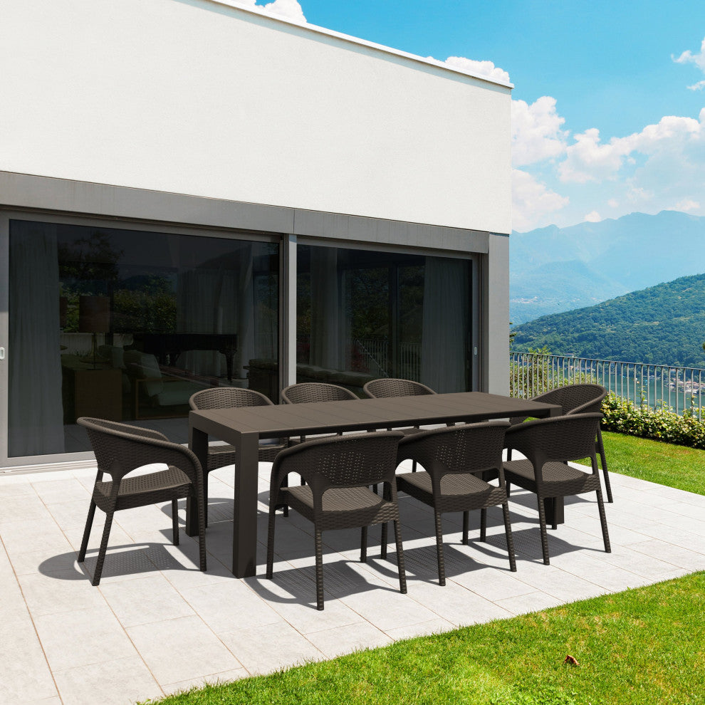 Compamia Panama 9-Piece Extendable Patio Dining Set, Brown