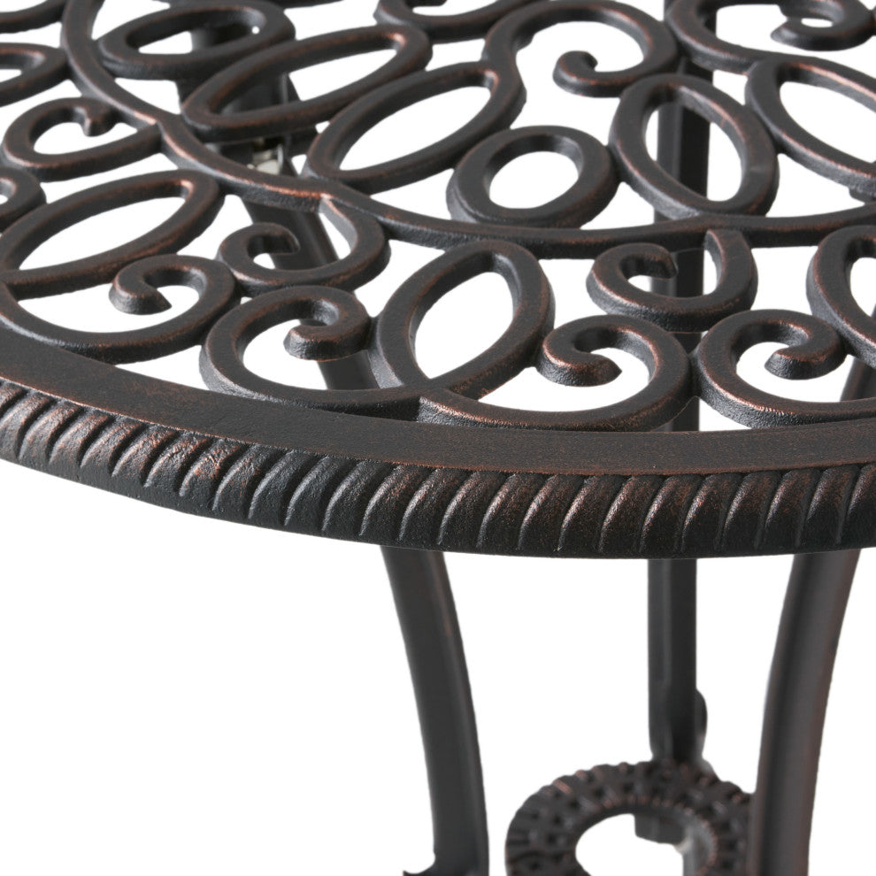 GDF Studio 3-Piece Andover Outdoor Copper Cast Aluminum Bistro Set