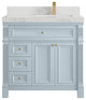Paris 36" Right Offset Bathroom Vanity, Blue Heather 2" Calacatta Nuvo