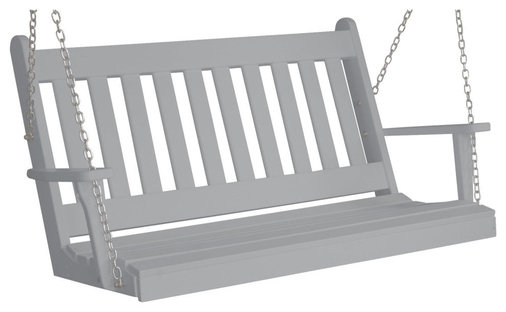 Poly Traditional English Porch Swing, White, 5 Foot