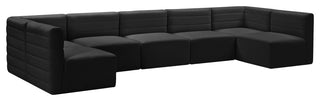 Quincy Velvet Upholstered 7-Piece U-Shaped Modular Sectional, Black